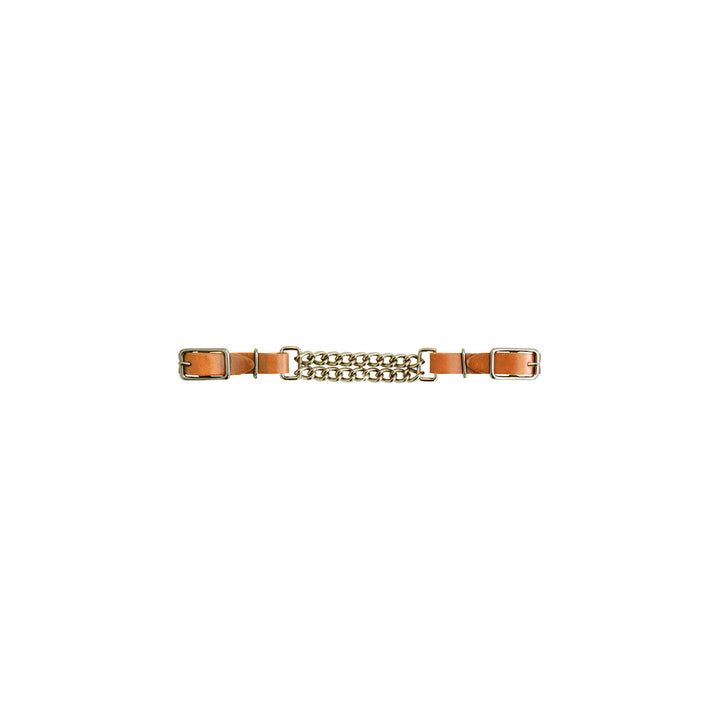 LEATHER CURB DOUBLE CHAIN NATURAL