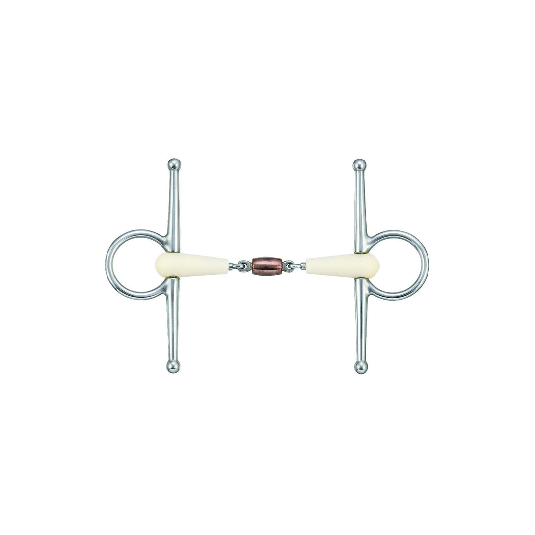 HAPPY MOUTH BIT IN COPPER WITH CHEECK AND DOUBLE JOINT