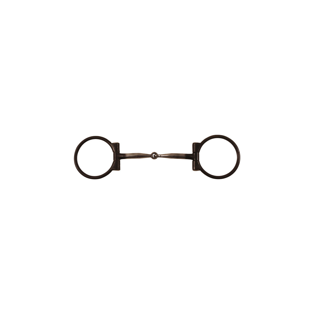 Burnished iron D-snaffle bit with copper insert mouthpiece