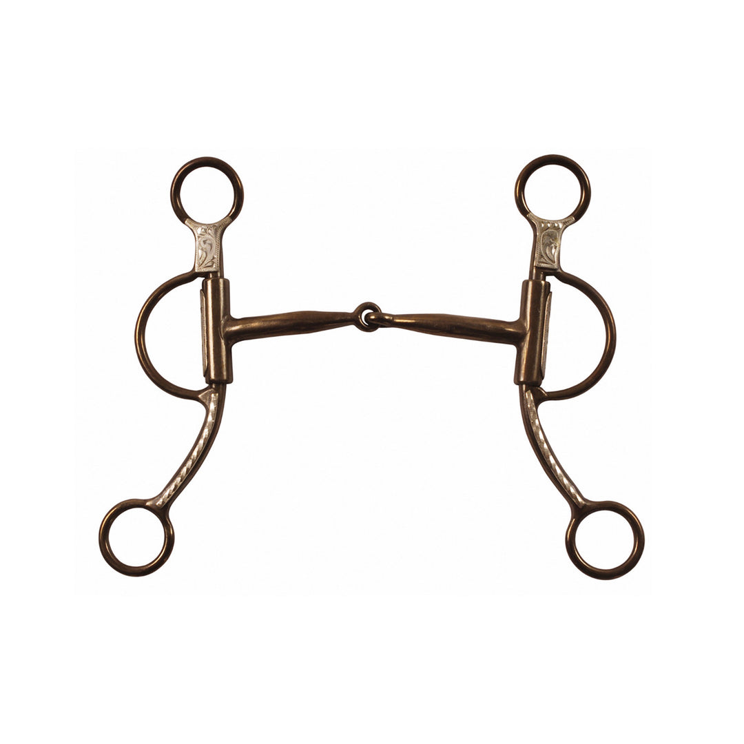 BURNT IRON WESTERN BIT WITH SHORT DECORATED SHANKS