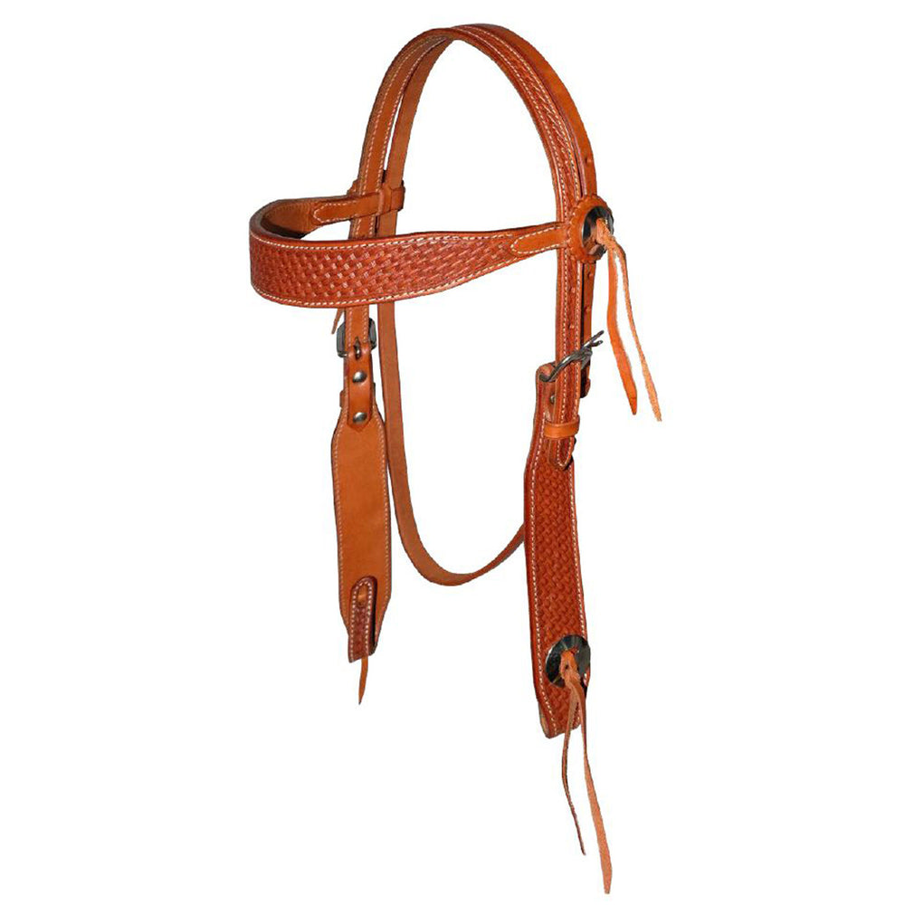 POOL'S SQUARE HEADSTALL WITH BASKET TOOLING CHESTNUT