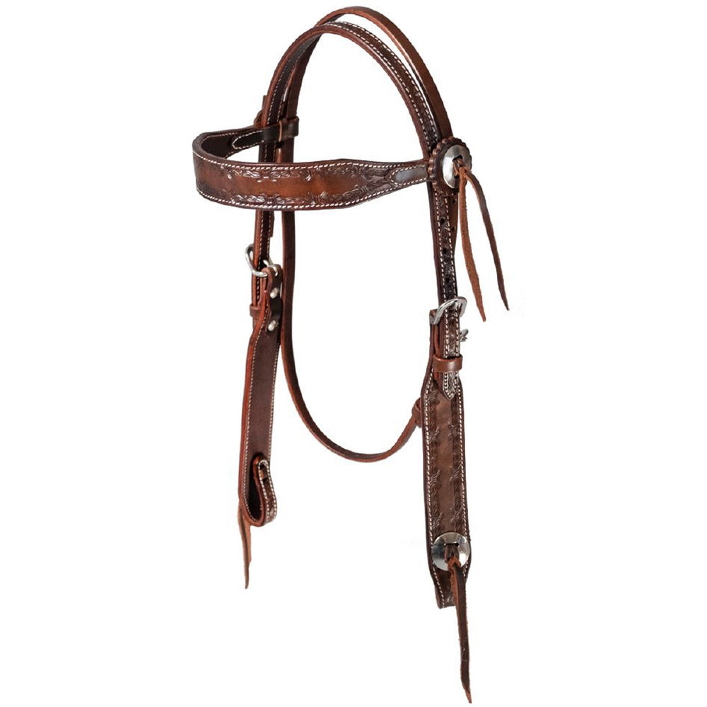 POOL'S SQUARE HEADSTALL WITH BARBWIRE TOOLING CHOCOLATE