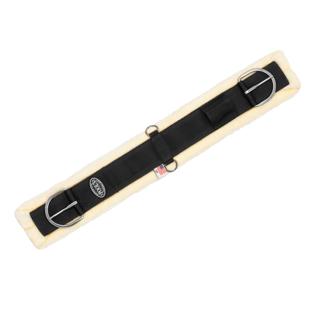 Western girth synthetic sheepskin BLACK