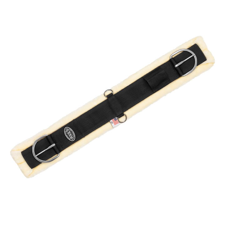 Western girth synthetic sheepskin BLACK