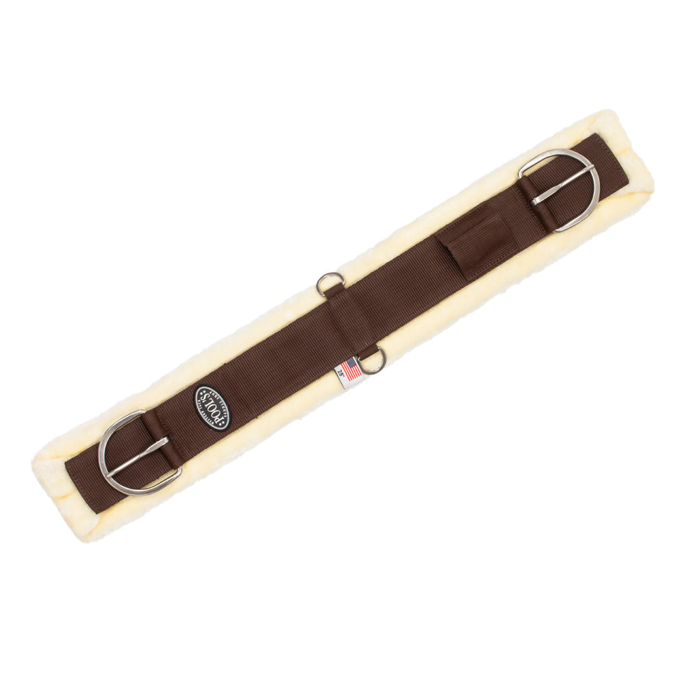 Western girth synthetic sheepskin BROWN