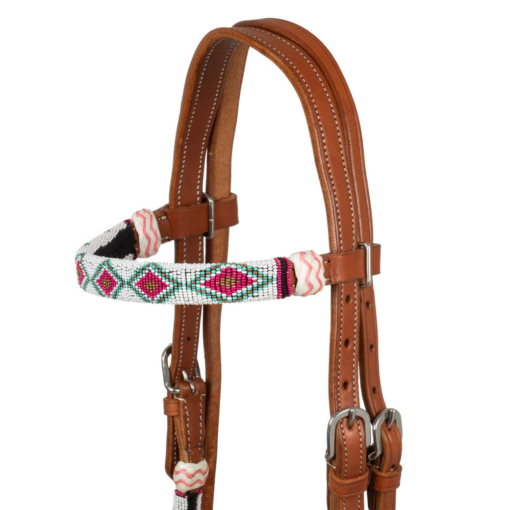 Beaded bosal bridle with cotton mecate reins