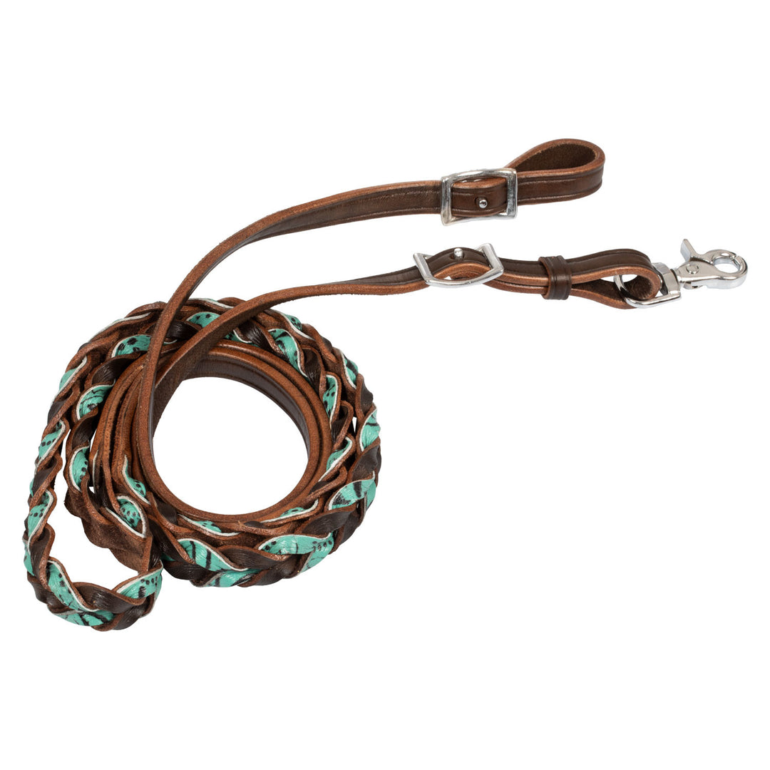 Braided leather decorations reins TURQUOISE
