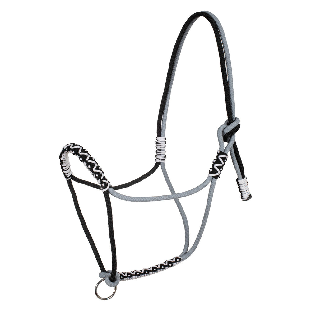 Braided halter with decorations BLACK/GREY/WHITE