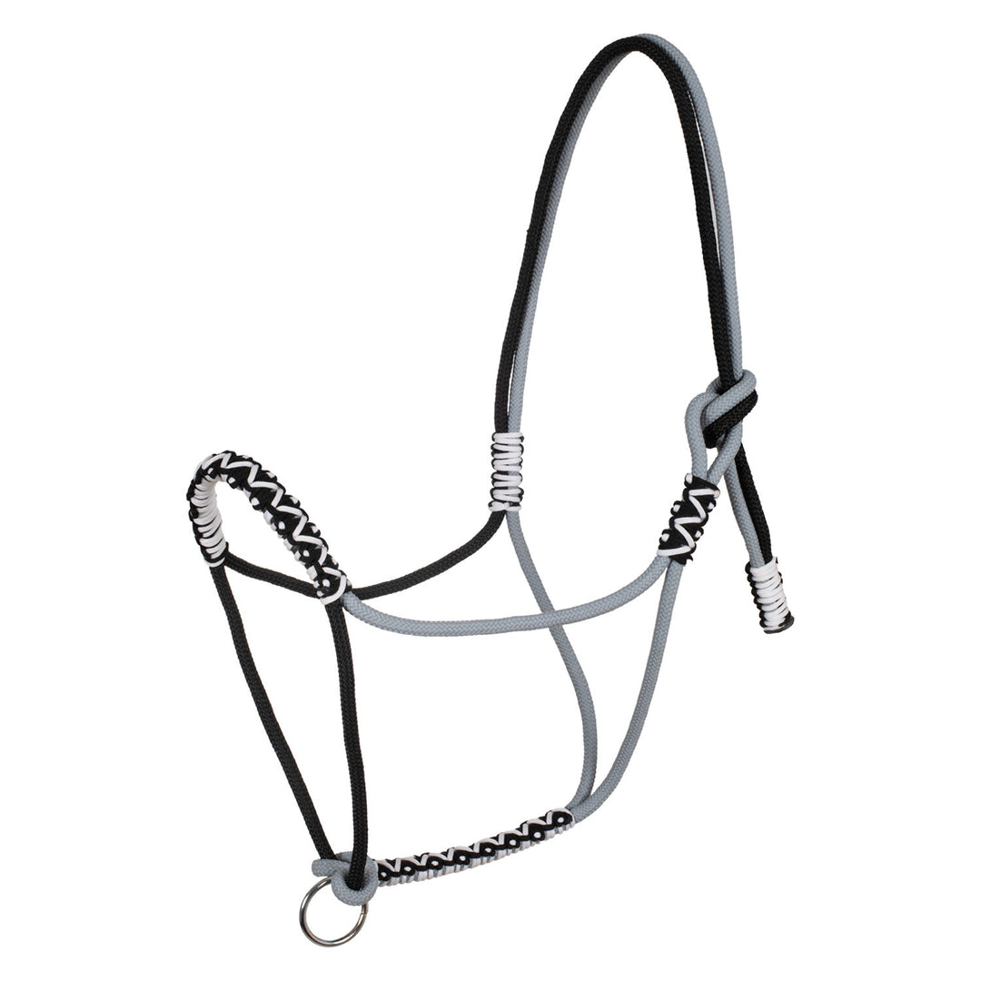 Braided halter with decorations BLACK/GREY/WHITE