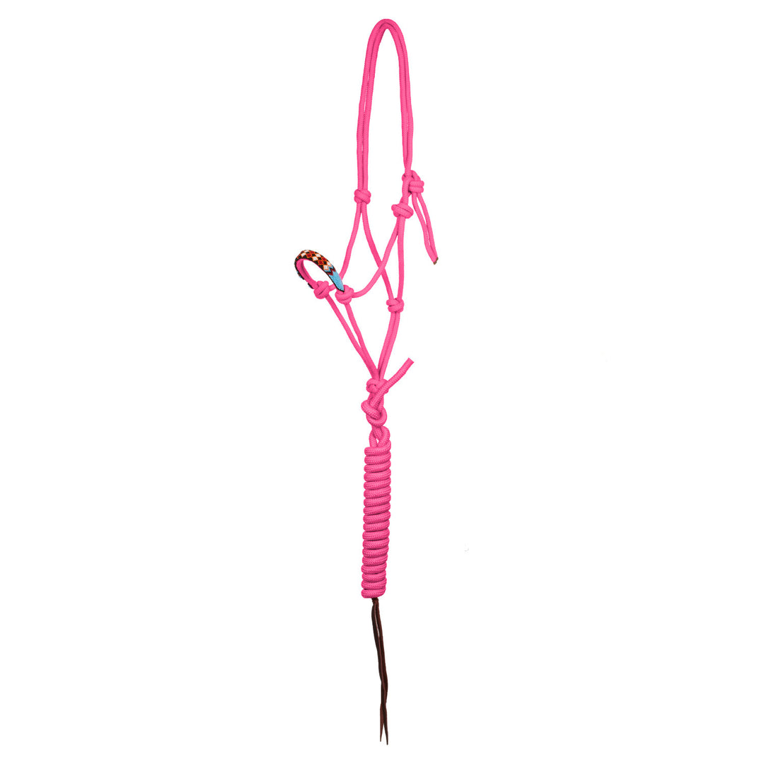 Pearls knot halter with lead HOT PINK