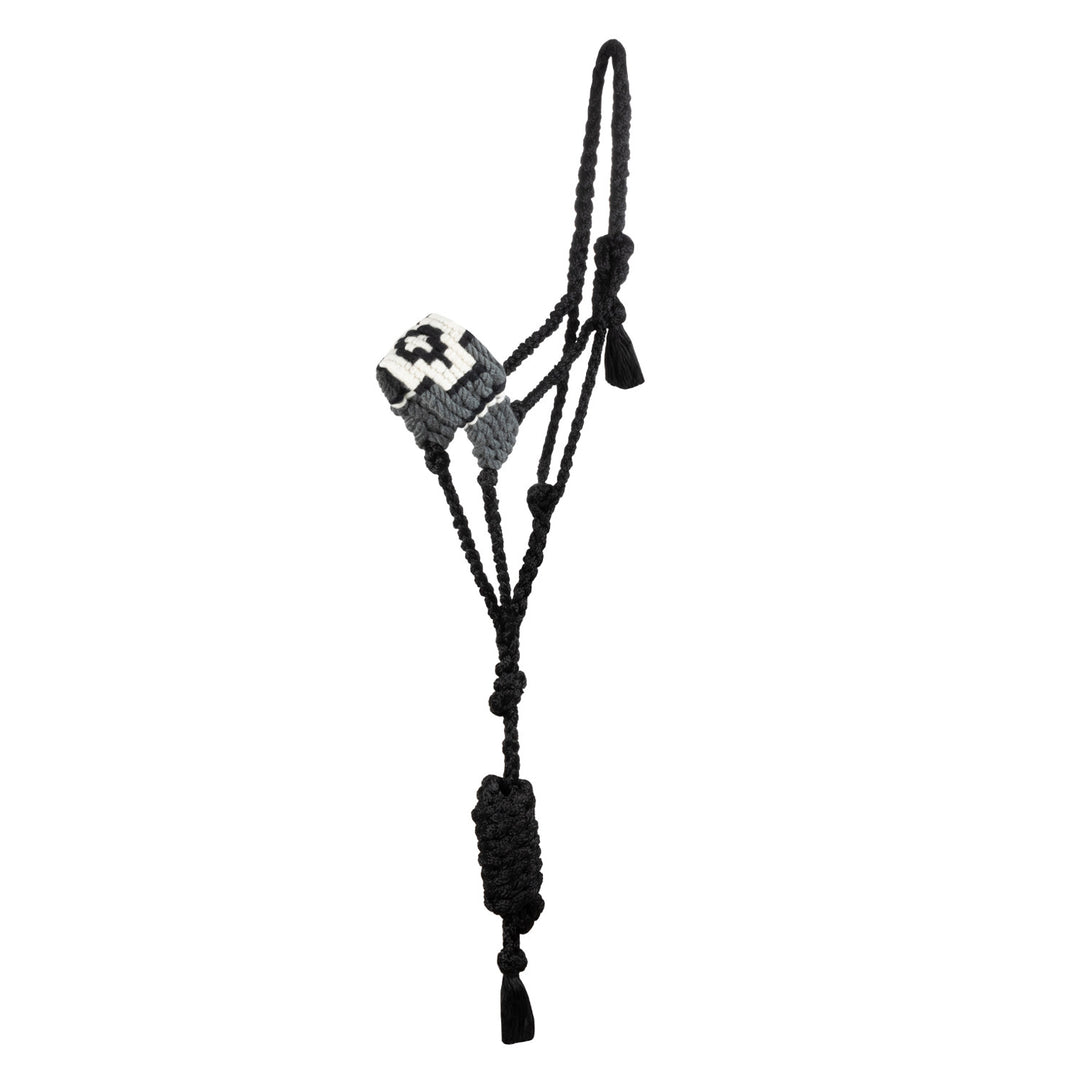 Diamond design Mohair rope halter BLACK/GREY