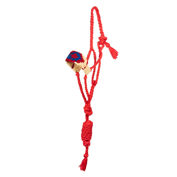 Diamond design Mohair rope halter RED/BEIGE