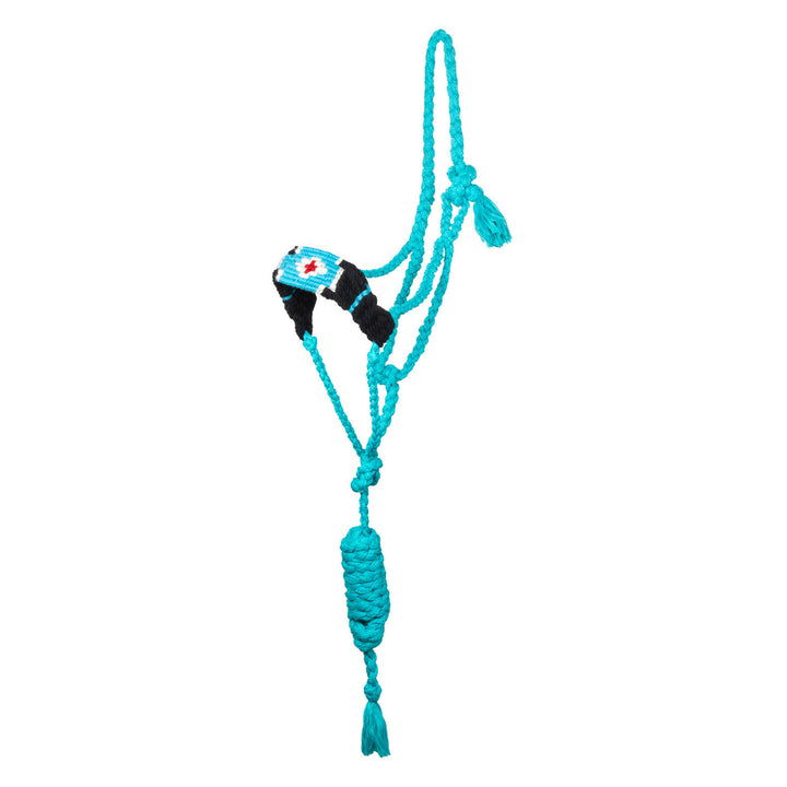 Diamond design Mohair rope halter TURQUOISE/BLACK