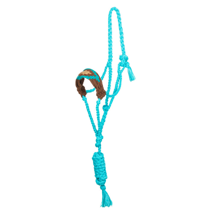 Diamond design Mohair rope halter TURQUOISE/BROWN