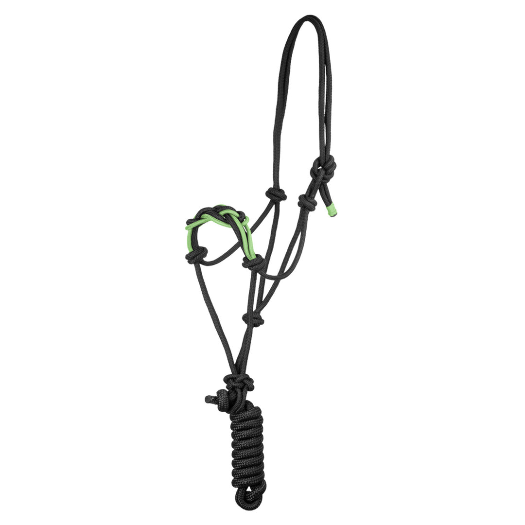 Halter with braided rope on the nose BLACK/LIME