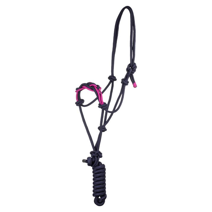 Halter with braided rope on the nose NAVY/FUCSIA