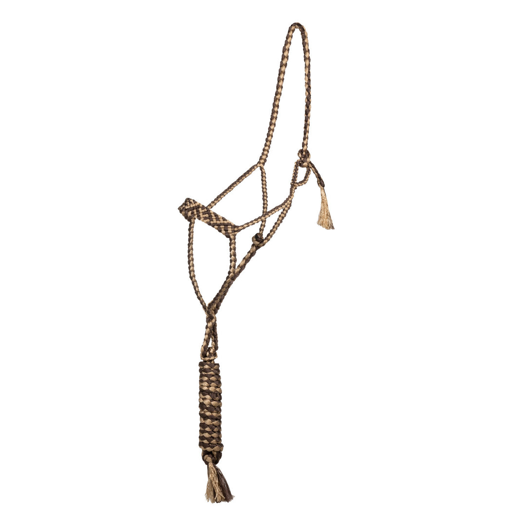 WIDE NOSE ROPE HALTER W/LEAD BROWN/BEIGE