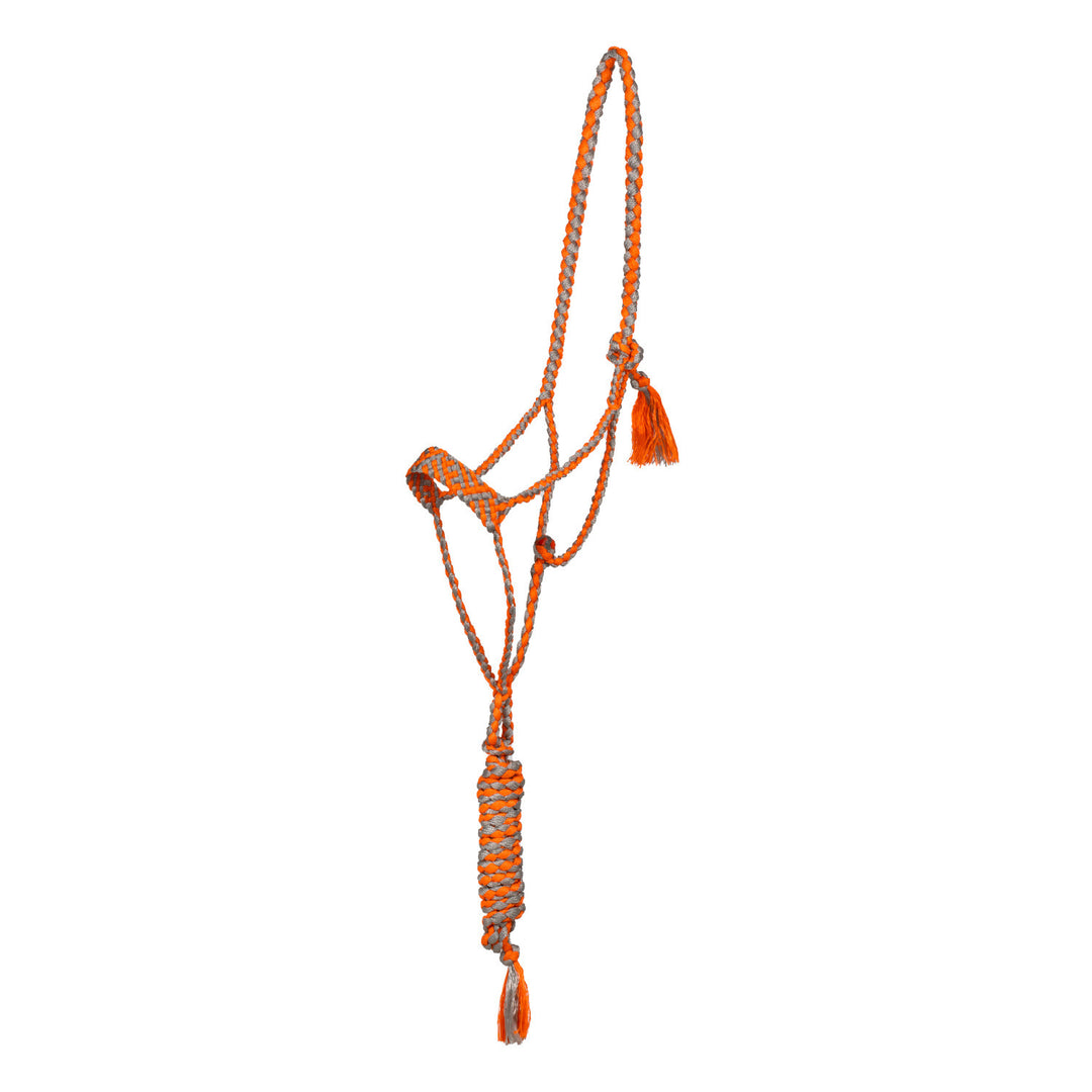 WIDE NOSE ROPE HALTER W/LEAD ORANGE/GREY
