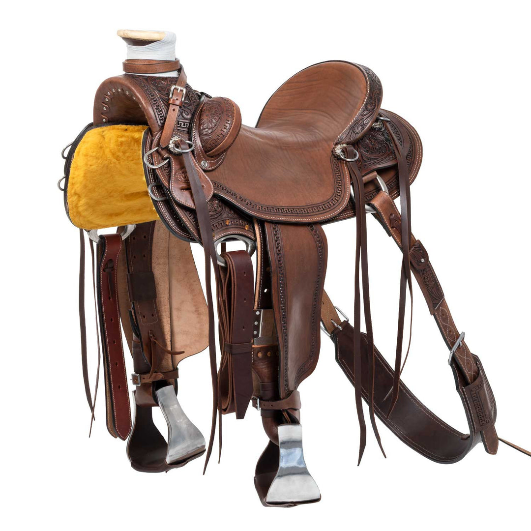CHEYENNE WADE WESTERN SADDLE WITH BACK GIRTH AND KNIFE GUARD