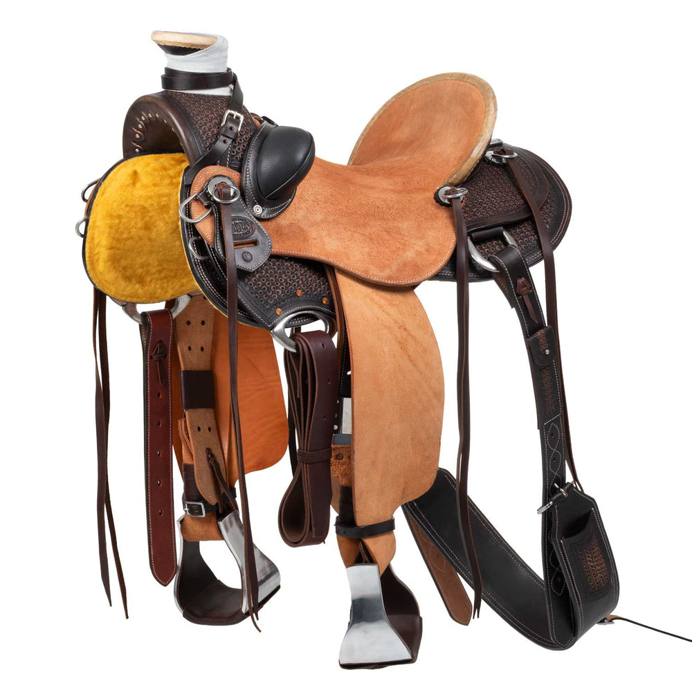 DUSTY WADE WESTERN SADDLE WITH BACK GIRTH AND DARK BROWN/NATURAL