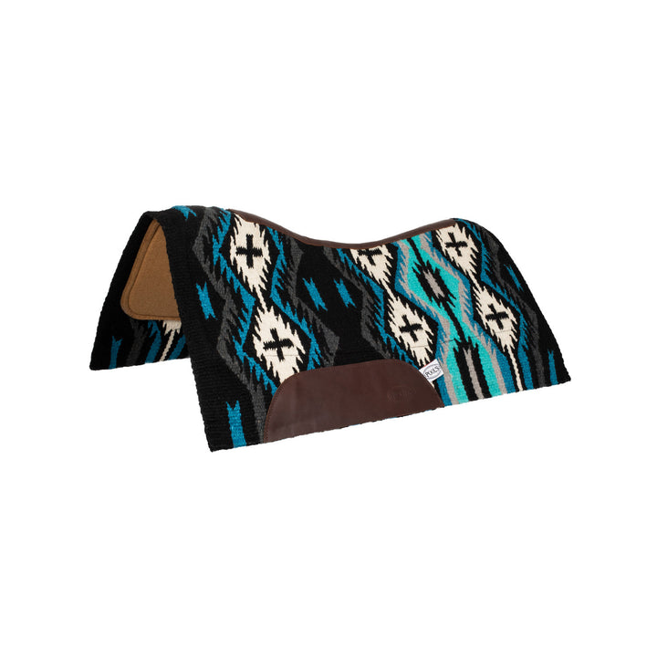 NEW ZEALAND WOOL FELT PADDING SADDLE PAD 34x3 ROYAL BLUE/BLACK/TURQUASE