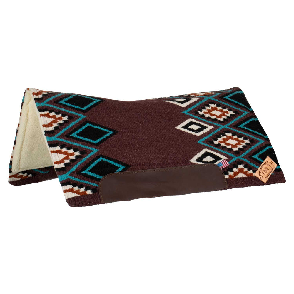 Contoured western saddle pad with wool paddin WINE/TURQUOISE