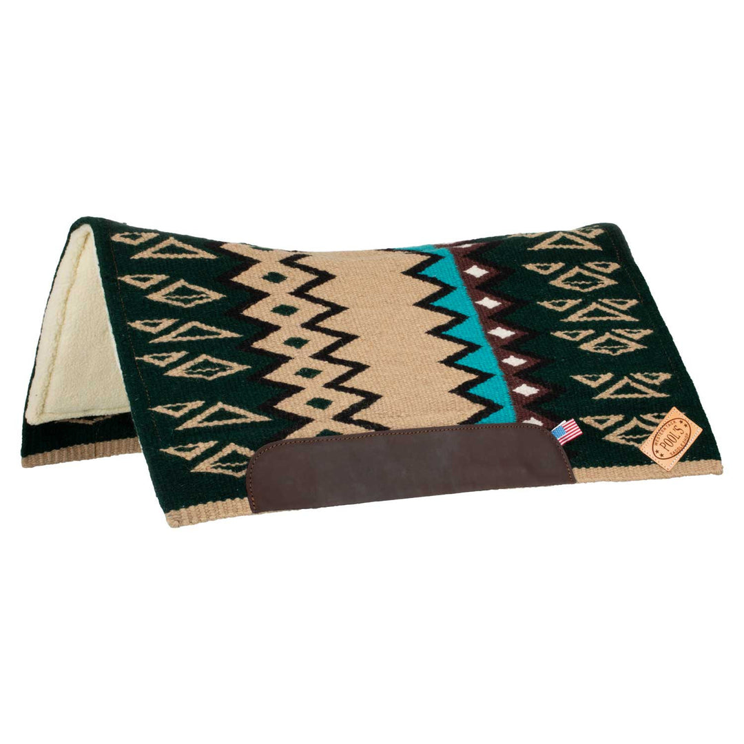 Contoured western saddle pad with wool paddin BEIGE/PETROL