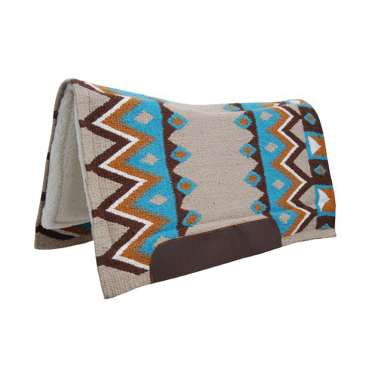 Contoured western saddle pad with wool paddin BEIGE/TURQUOISE
