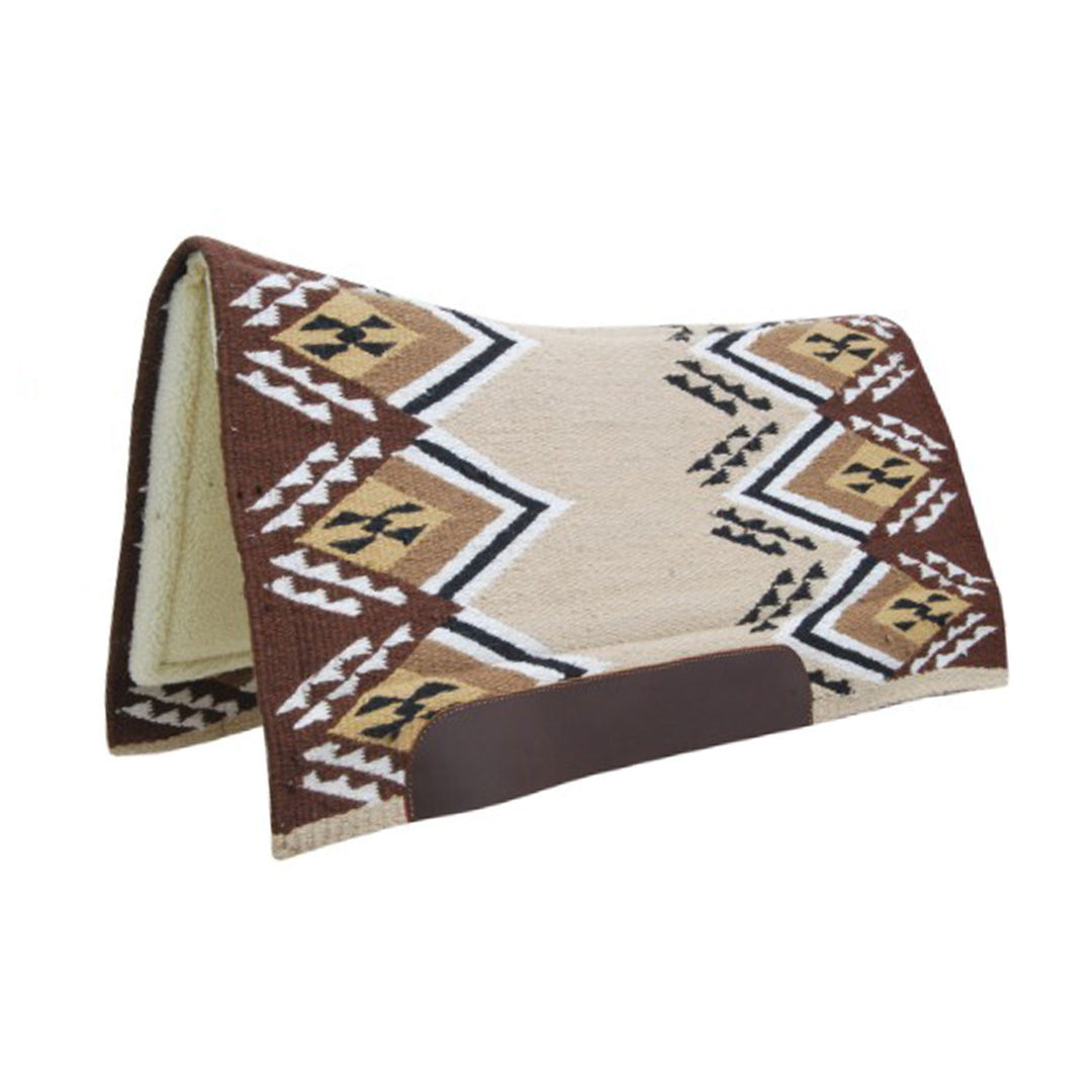 Contoured western saddle pad with wool paddin BEIGE/BROWN