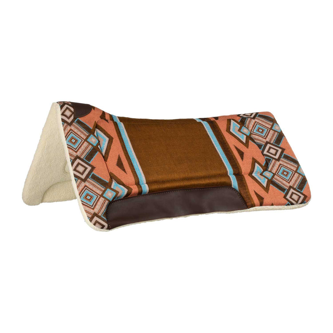 Western saddle pad with synthetic wool paddin BROWN/ORANGE