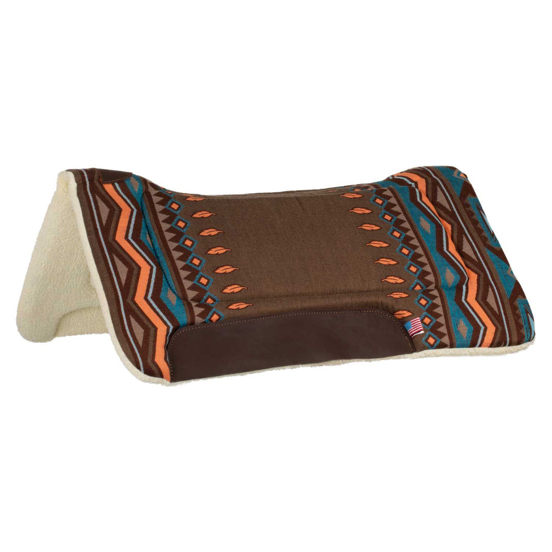 WESTERN SADDLE PAD WITH LEATHER INSERTS AND S BROWN/ORANGE
