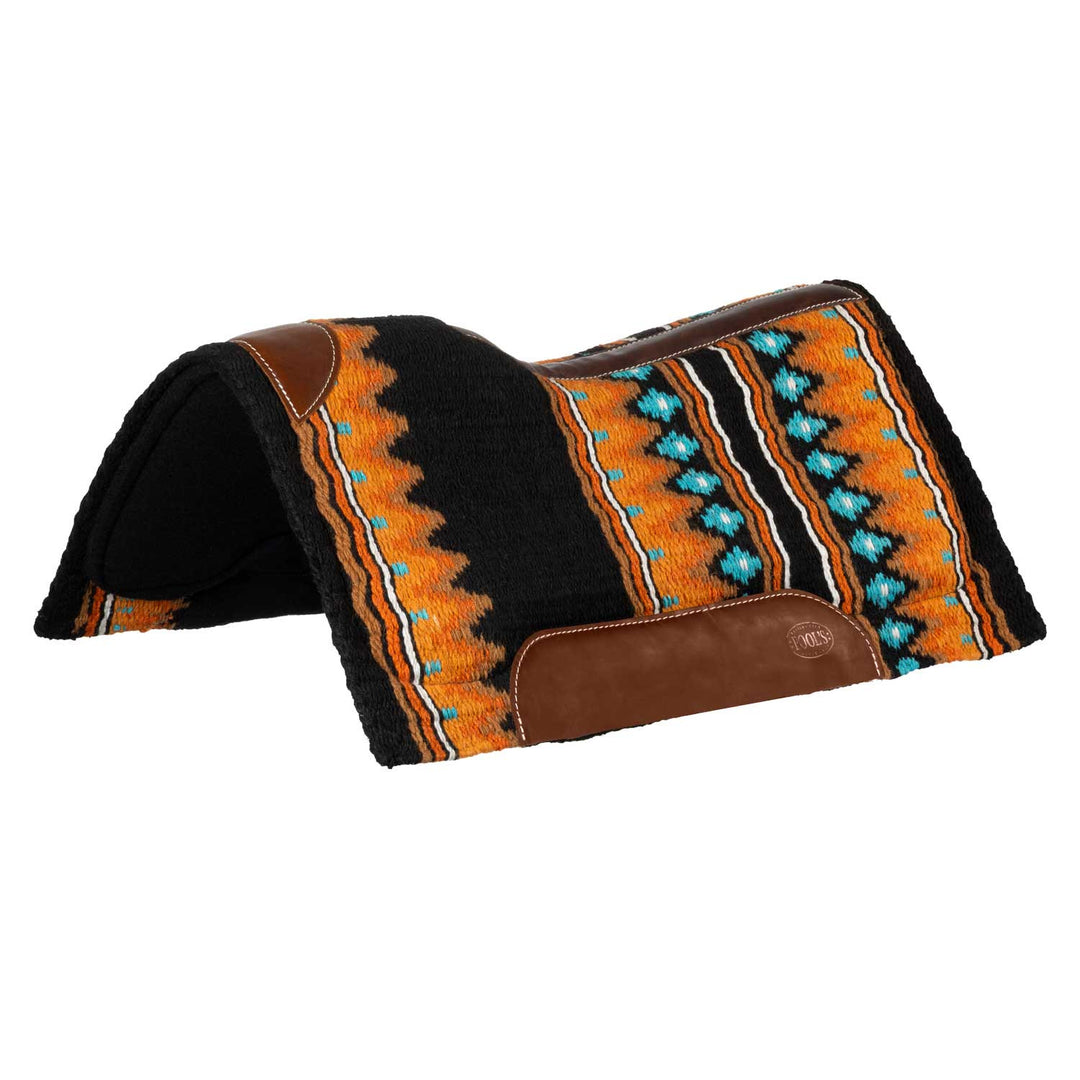 Wool top felt bottom saddle pad BLACK/ORANGE/WHITE