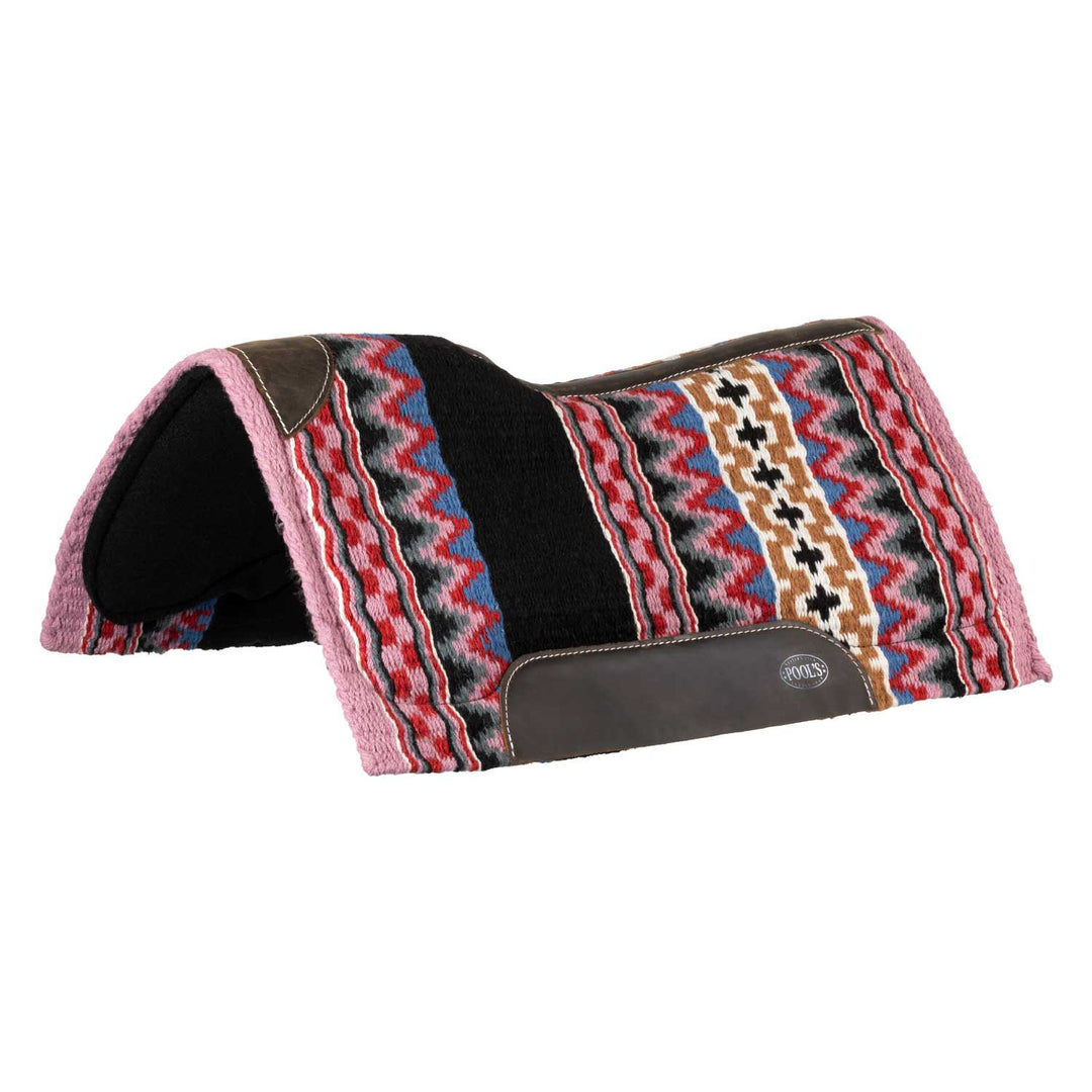 Wool top felt bottom saddle pad BLACK/PINK/RED