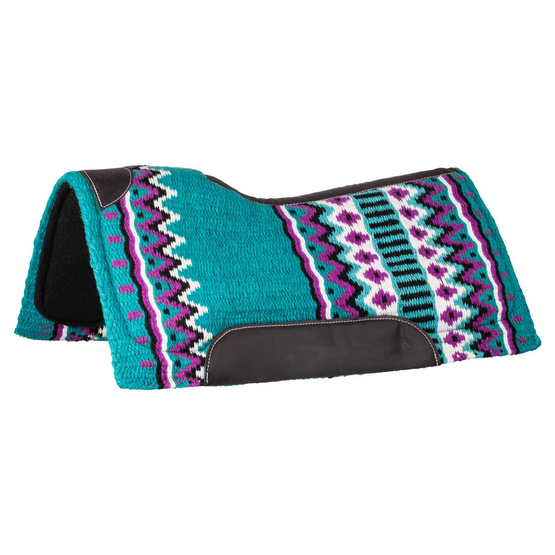 Wool top felt bottom saddle pad BLUE/RED/WHITE