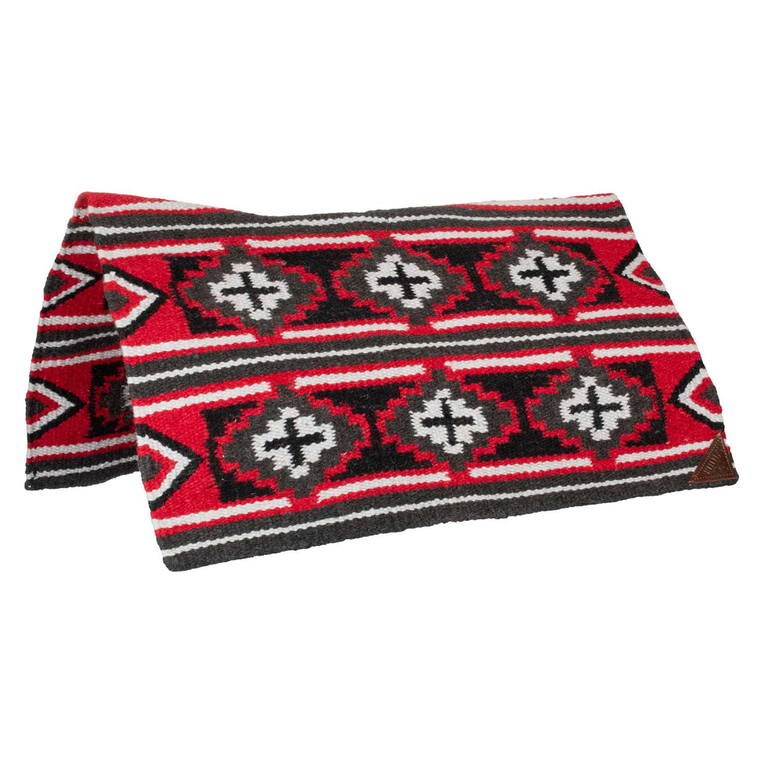 NZ WOOL CONTOUR SHAPE BLANKET 33X38 RED/GREY