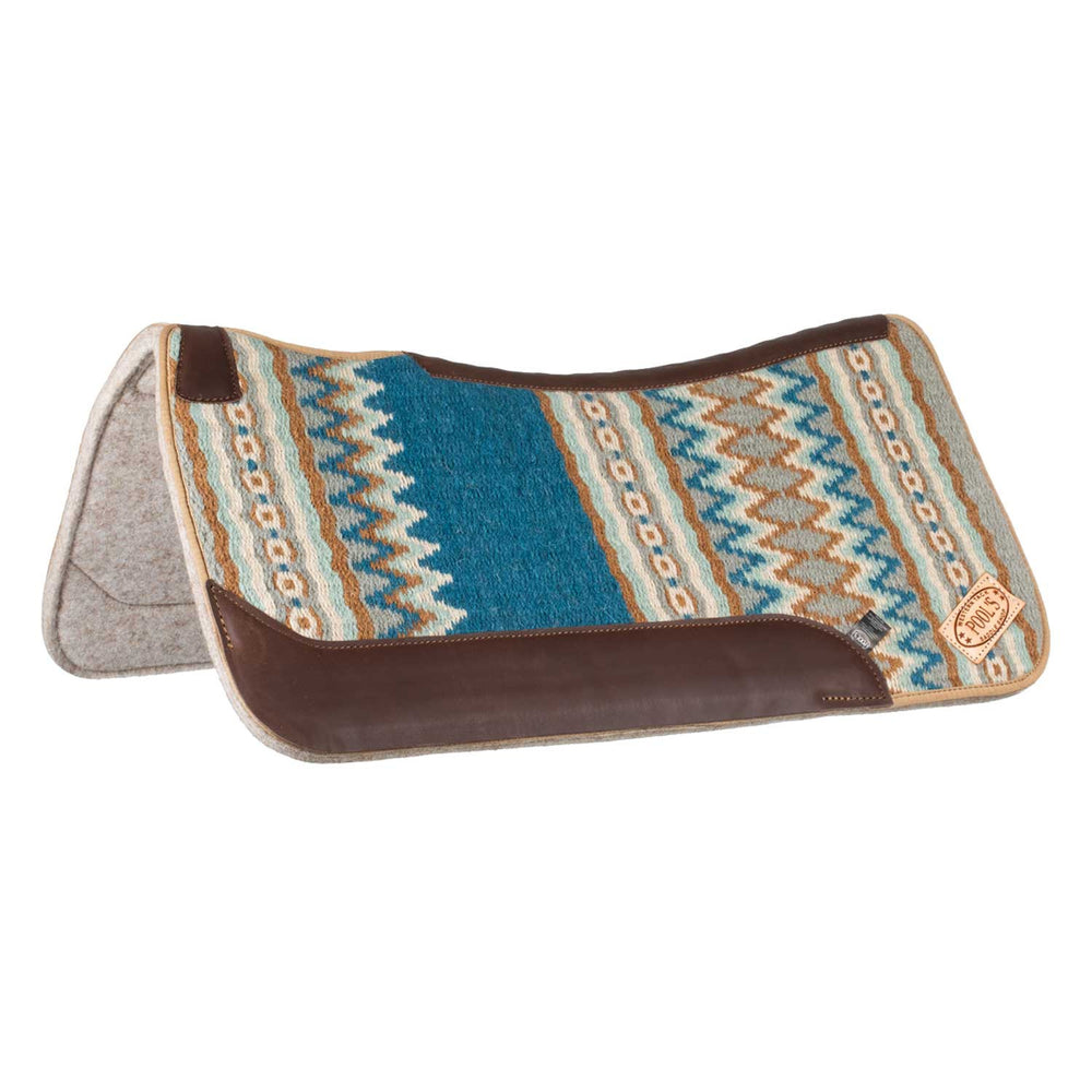 CONTOURED WESTERN SADDLE PAD BLUE/BEIGE