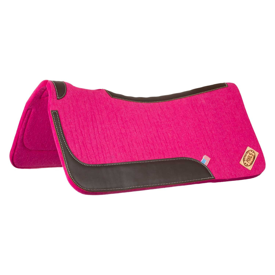 WESTERN FELT SADDLE PAD WITH LEATHER INSERTS  FUCSIA