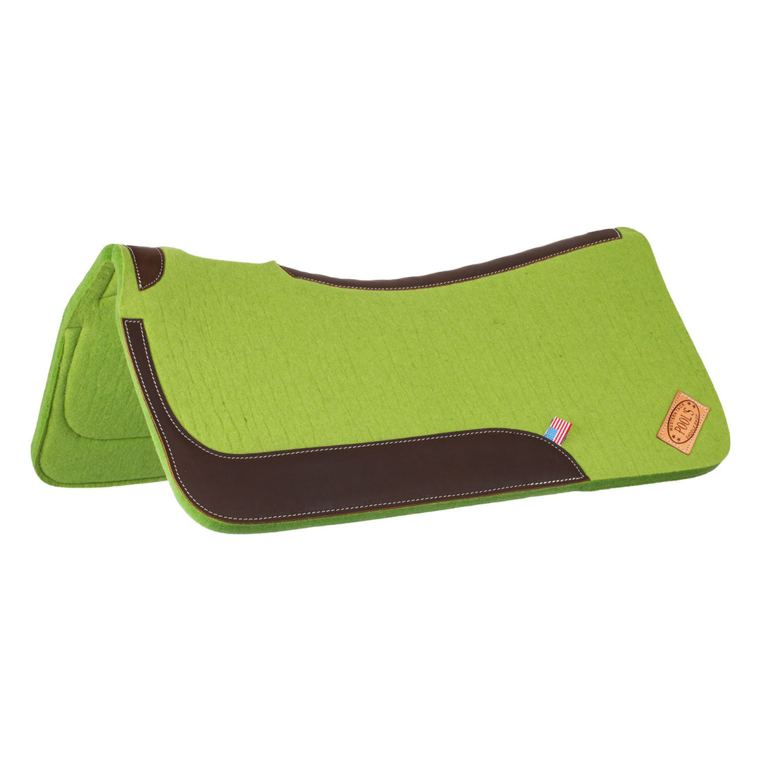 WESTERN FELT SADDLE PAD WITH LEATHER INSERTS  LIME