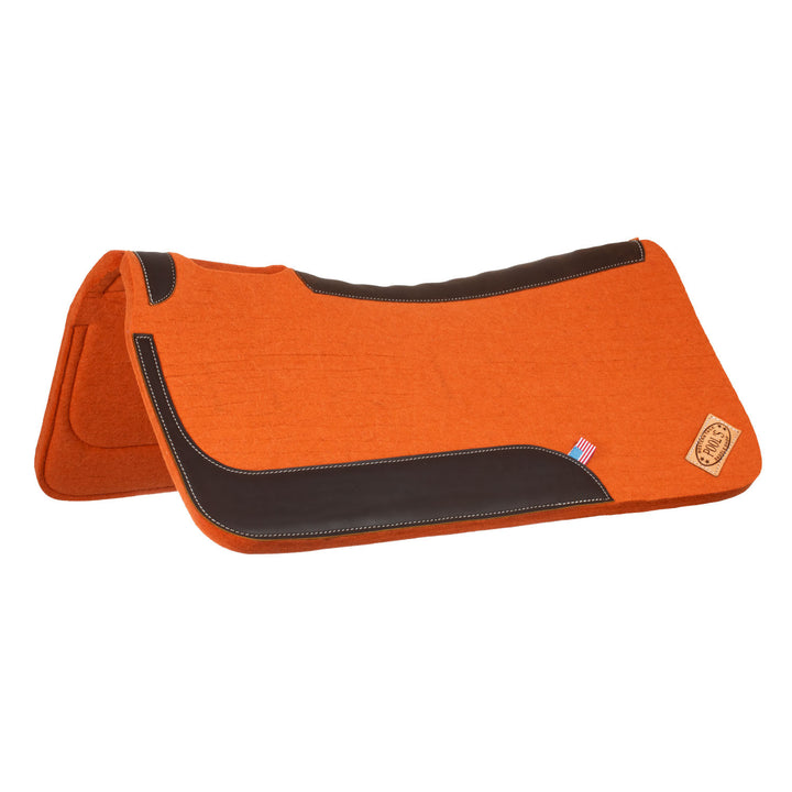 WESTERN FELT SADDLE PAD WITH LEATHER INSERTS  ORANGE