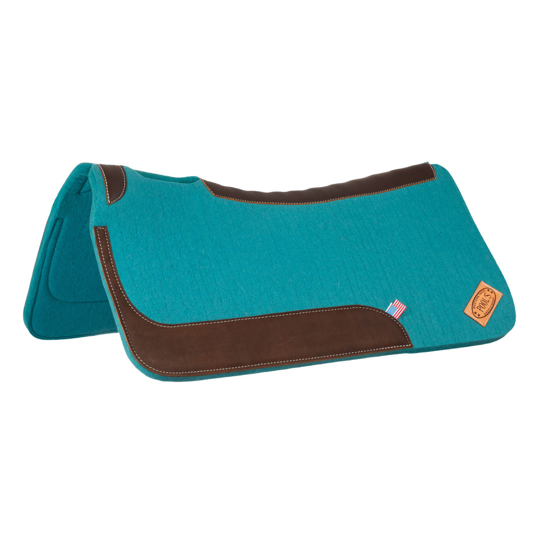 WESTERN FELT SADDLE PAD WITH LEATHER INSERTS  TURQUOISE