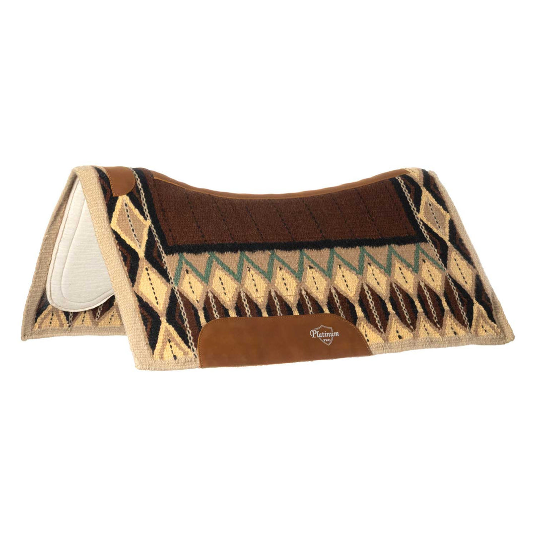 CONTOURED SADDLE PAD WITH WOOLEN BLANKET 34X3 BROWN/SENAPE/GREEN