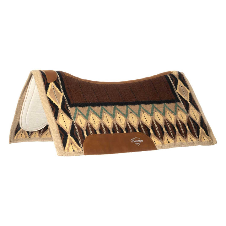 CONTOURED SADDLE PAD WITH WOOLEN BLANKET 34X3 BROWN/SENAPE/GREEN