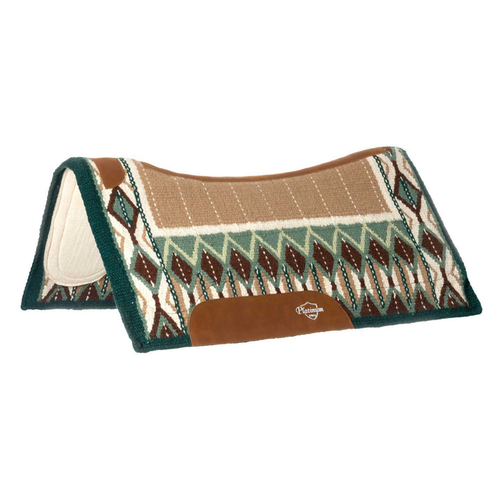 CONTOURED SADDLE PAD WITH WOOLEN BLANKET 34X3 GREEN/BROWN/WHITE