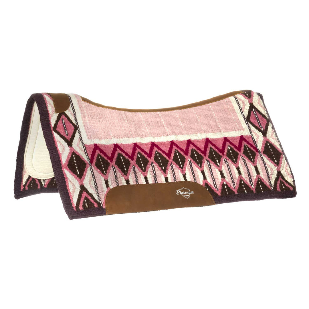 CONTOURED SADDLE PAD WITH WOOLEN BLANKET 34X3 PINK/WHITE/BLACK