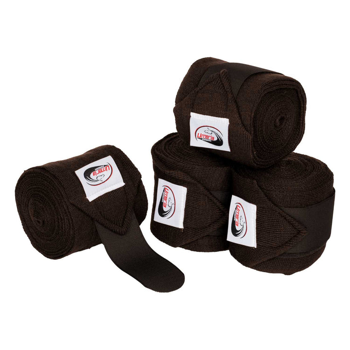 KNITTED BANDAGES WITH HOOK-AND-LOOP CLOSURE DARK BROWN