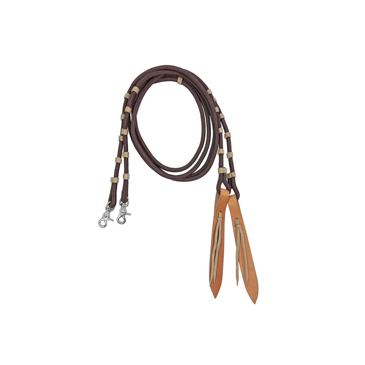 Nylon reins with leather flap BROWN