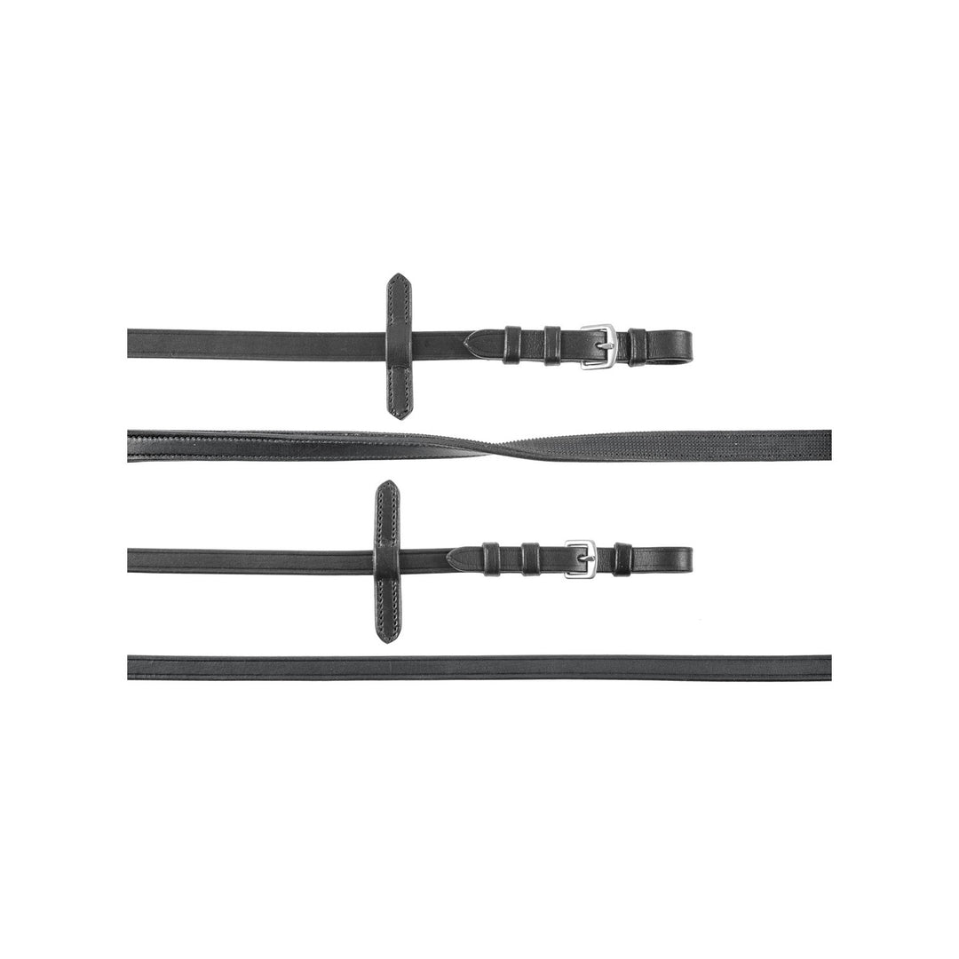 DOUBLE DRESSAGE REINS SMOOTH LEATHER BLACK