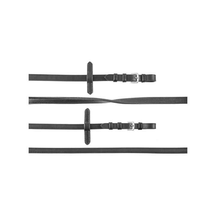 DOUBLE DRESSAGE REINS SMOOTH LEATHER BLACK