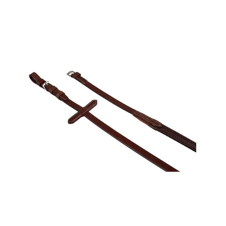 Leather and rubber reins with stainless steel DARK BROWN