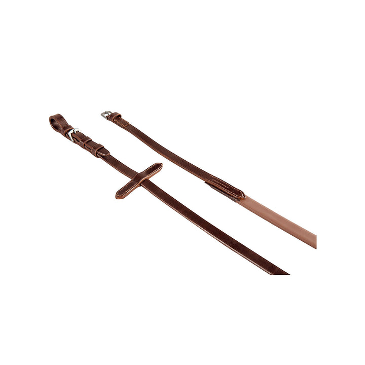 Reins in leather and smooth rubber COGNAC
